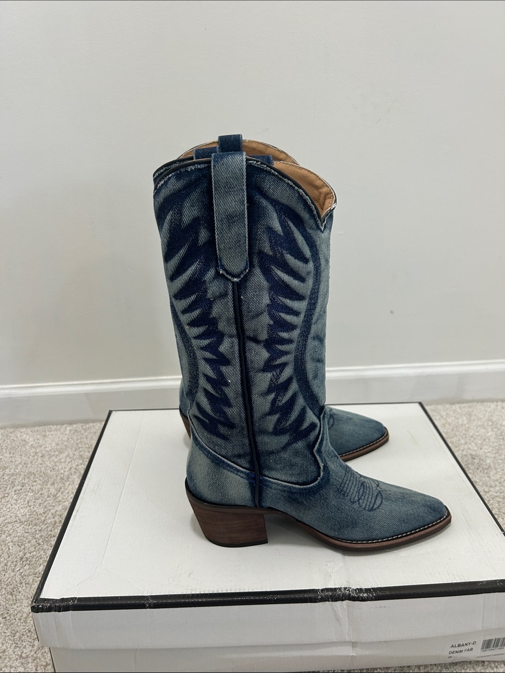 Steve Madden Blue Denim Western Heeled Boots